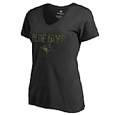 Women's Toronto Blue Jays Fanatics Branded Black Big & Tall Memorial V Neck Camo T-shirt FengYun,baseball caps,new era cap wholesale,wholesale hats